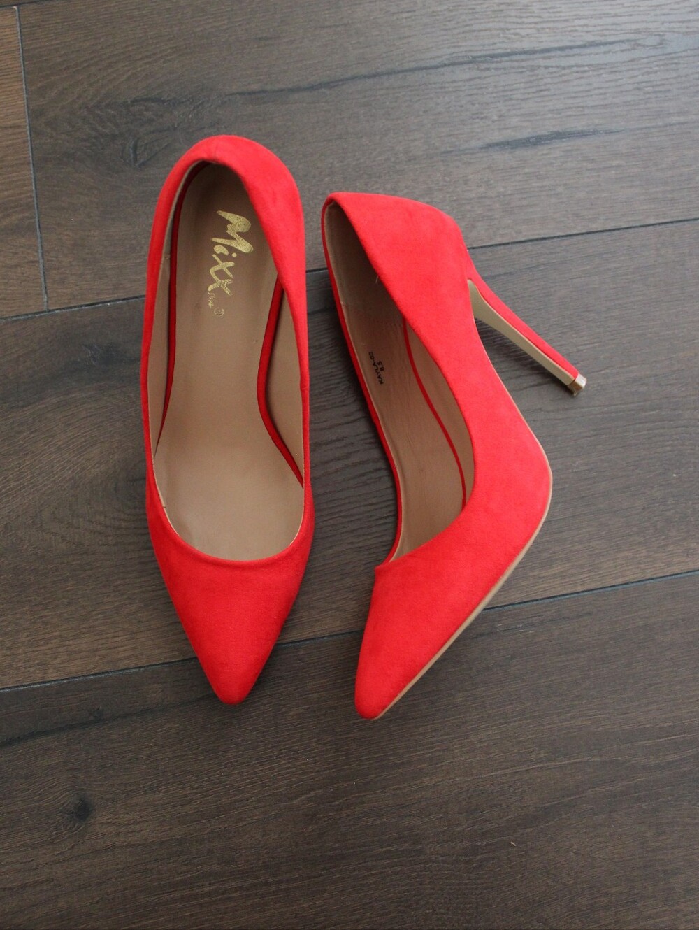 Mixx Shuz Red Pointed-Toe Stiletto Pumps - Women
